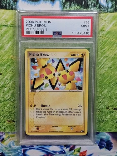 Pokemon 2006 Pop Series 3 16/17 Pichu Bros PSA 9 Mint