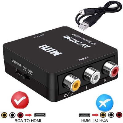 RCA to HDMI Adapter Converter Video Audio Composite AV 720p 1080p Upscaler CVBS