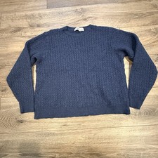 MFH Knits Blue 100 Baby Alpaca Wool Crewneck Sweater, Kids Large