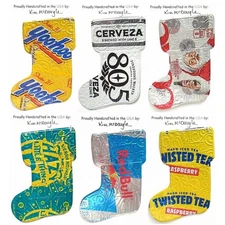 Stocking Christmas Ornament Handmade With A Recycled Aluminum Can You Choose