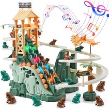 Dinosaur Climbing Slide Toy with Interactive Race Track