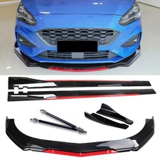 For Ford Focus Front Bumper Lip Splitter Spoiler Glossy Black Red Body Kit