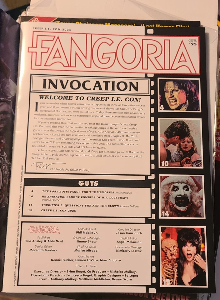 FANGORIA EXCLUSIVE ISSUE CREEP 1.E. CON THE LOST BOYS REANIMATOR TERIFIER RARE!! - Image 3 of 4