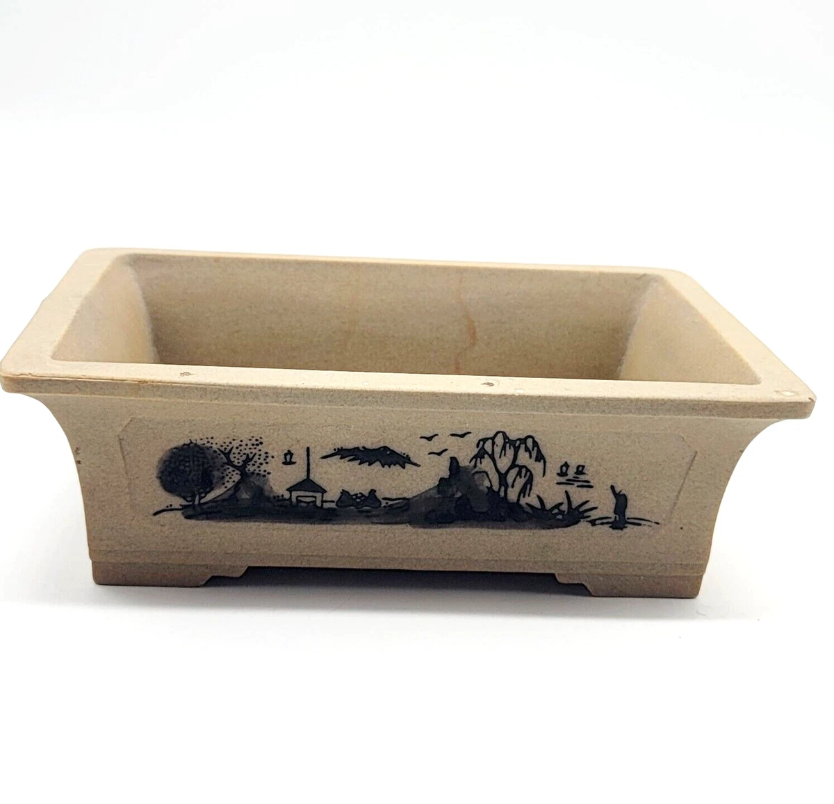 L227」長期保管品 端麗 古唐木一刀彫 翁稚児漁風景像 中国置物 L227