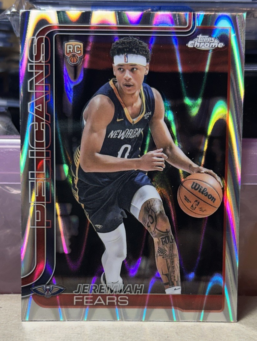 Jeremiah Fears 2025-26 Topps Chrome WAVE Refractor Rookie RC Pelicans ! #257