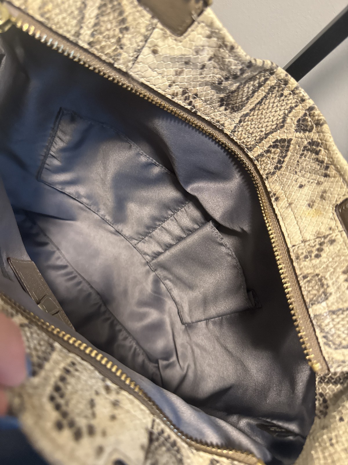 Coach Cream Beige Python Embossed Large C Logo To… - image 7