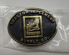 Vtg TRACTOR IMPLEMENT SUPPLY CO TISCO Solid Brass BELT BUCKLE Anacortes WA /100