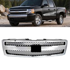 Chrome Shell W Black Insert Front Grille Grill For Silverado 1500 2007-2013