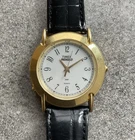 Cool Vintage Timex Mens Watch 33mm Gold Tone Case White Indiglo Dial A10