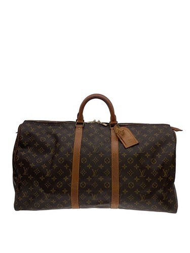 LOUIS VUITTON Boston Bag Keepall 55 Monogram Canvas PVC BRW Total Pattern Used