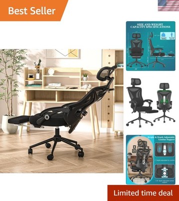 Ergonomic Office Chair with Footrest - Adjustable Lumbar Support & Headrest, ...