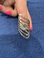 Vtg Sterling Silver 925 Mexico Signed Abalone Statement Band Ring, Sz 7.25