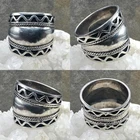 Vintage 925 Sterling Silver Southwestern Ribbed Wide Cigar Band Ring Size 8.