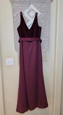 White Vera Wang Velvet Bodice Maxi Dress Burgundy Wine Formal Evening Size12