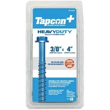 Concrete Screw Anchor 3/8 x 4 in Hex Head Heavy Duty Blue Steel 10 Pack Masonry