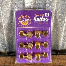 True Lok TK-7107-002 Mid Size Guitar Locking Tuners Single Pin 6 In Line Gold