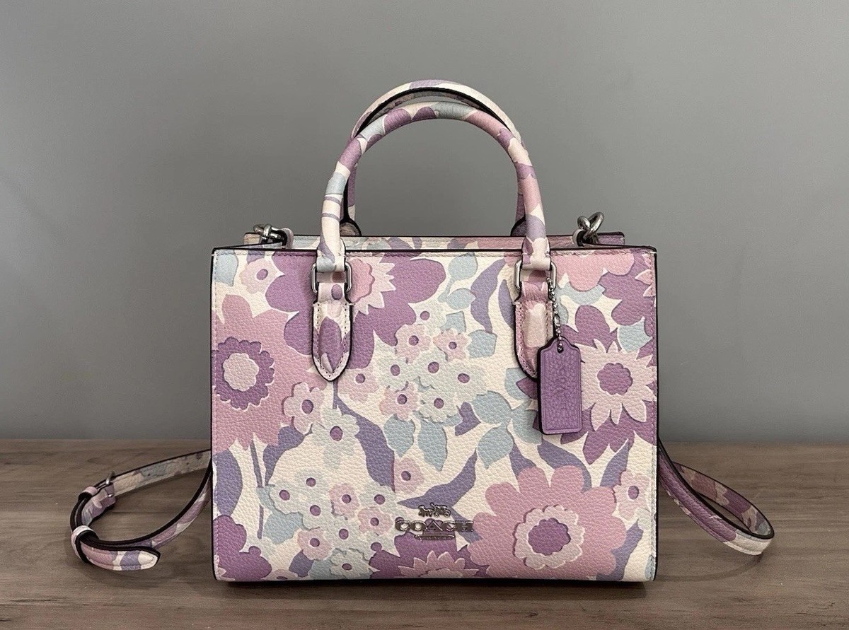 新作 花柄★COACH マギー スモール トート CBM08 COACH CBM08 Maggie Small Tote Bag Floral Print Pebble
