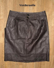 Gonna Corto VILA In Pelle Nera-Grigia In Pelle Liscia Taglia S Circa 36