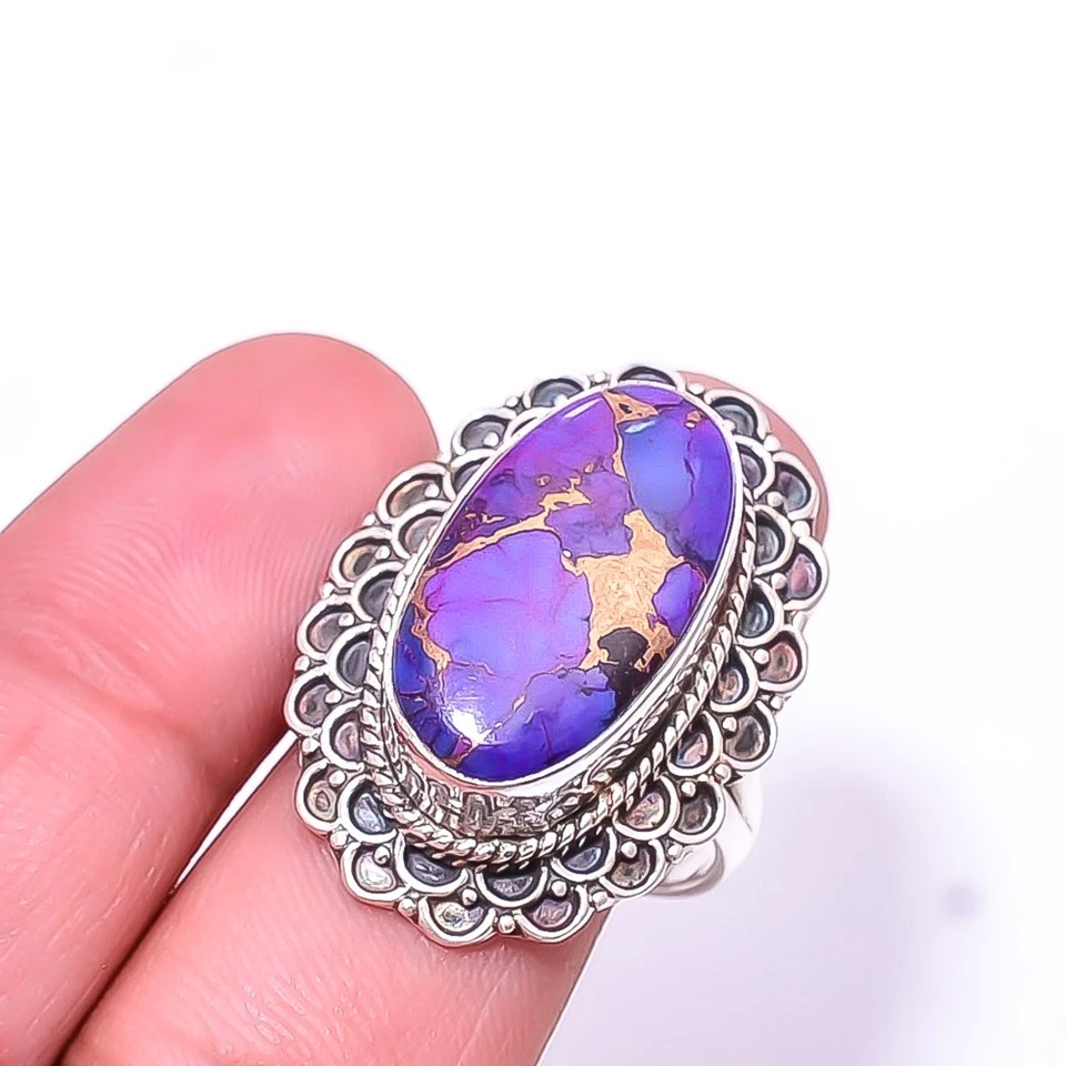 Anillo Cobre Púrpura Turquesa Bellas Artes Oxidado Plata de Ley 925 S.10 R69 Foto 3 de 4