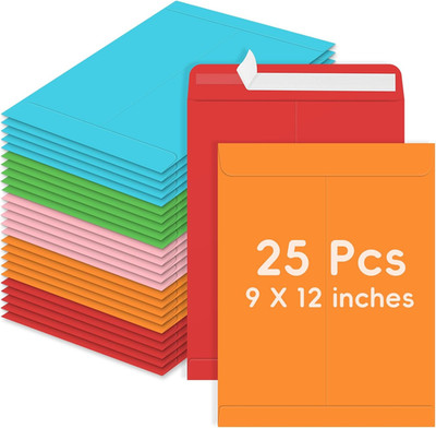 25 Pack Colored Mailing Envelopes, 9 X 12 Inches Self-Seal Colorful Manilla Enve