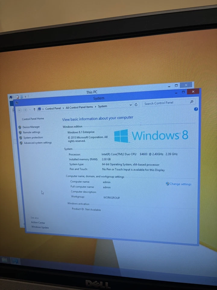 Windows 8 Dell Desktop computer all in one duo core 2GB ++ 17" Monitor 74GB HD - Image 3 of 4