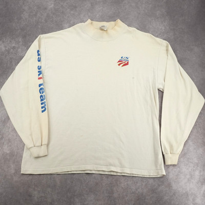 Anvil Vintage 2002 US Ski Team Mock Neck Long Sleeve Tee White Mens XL