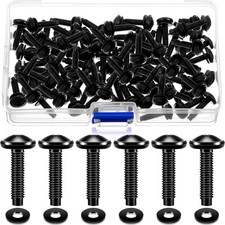 50 Set 10/32 Rack Screws with Nylon Washers Black Stainless Steel Rack Mount ...