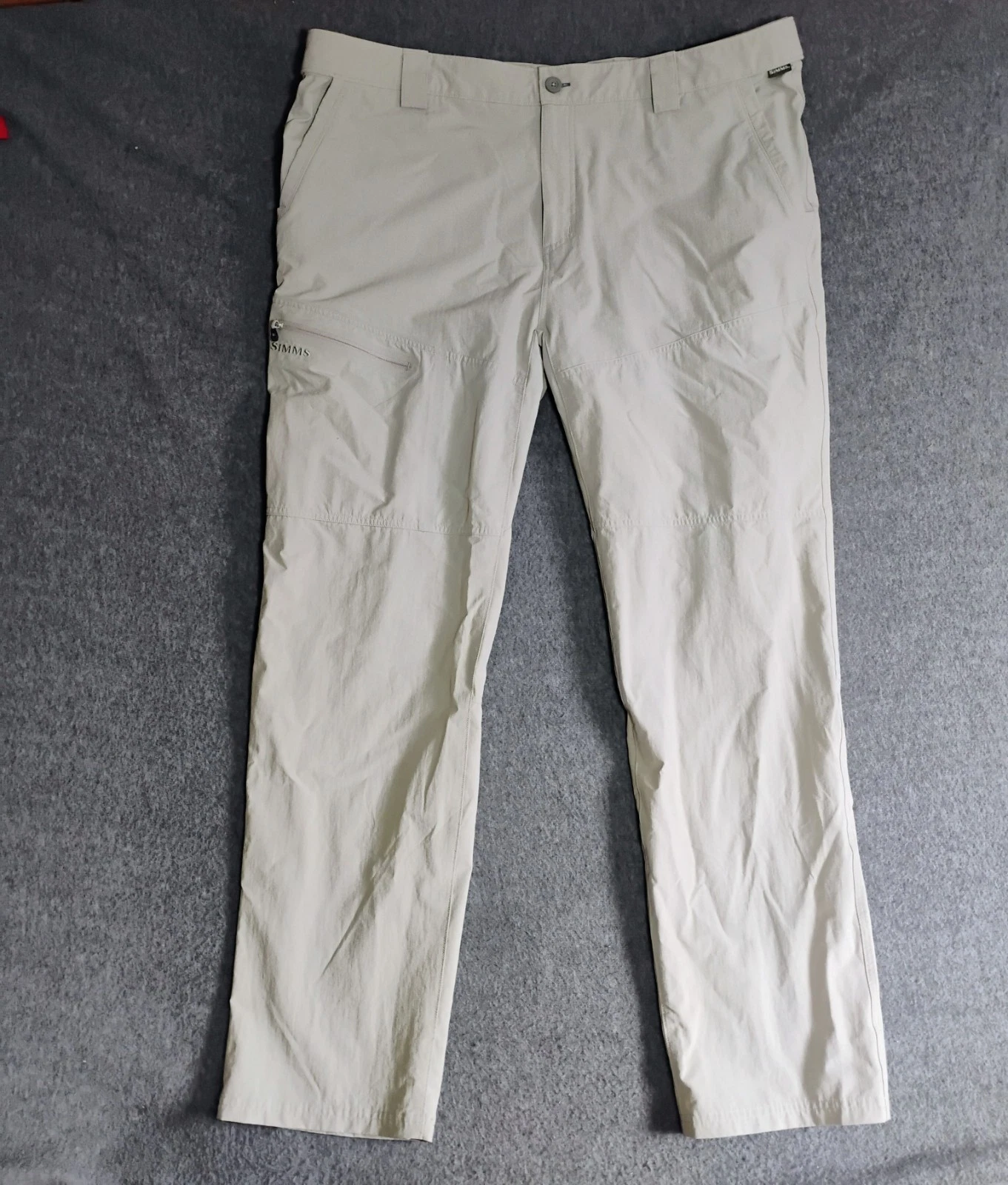 Simms Fishing Pants Mens 2XL Beige Khaki Nylon Performance Outdoor