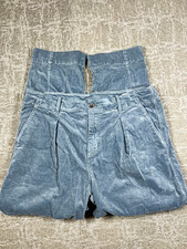 AYR Blue Corduroy Pleated Front Straight Leg Pants Women Size 10
