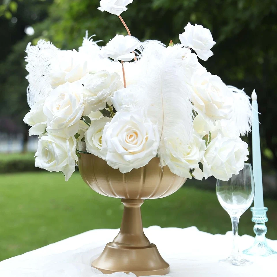 4 jarrones de flores con pedestal de compota de metal dorado en estilo urna griega fiesta evento Foto 2 de 4