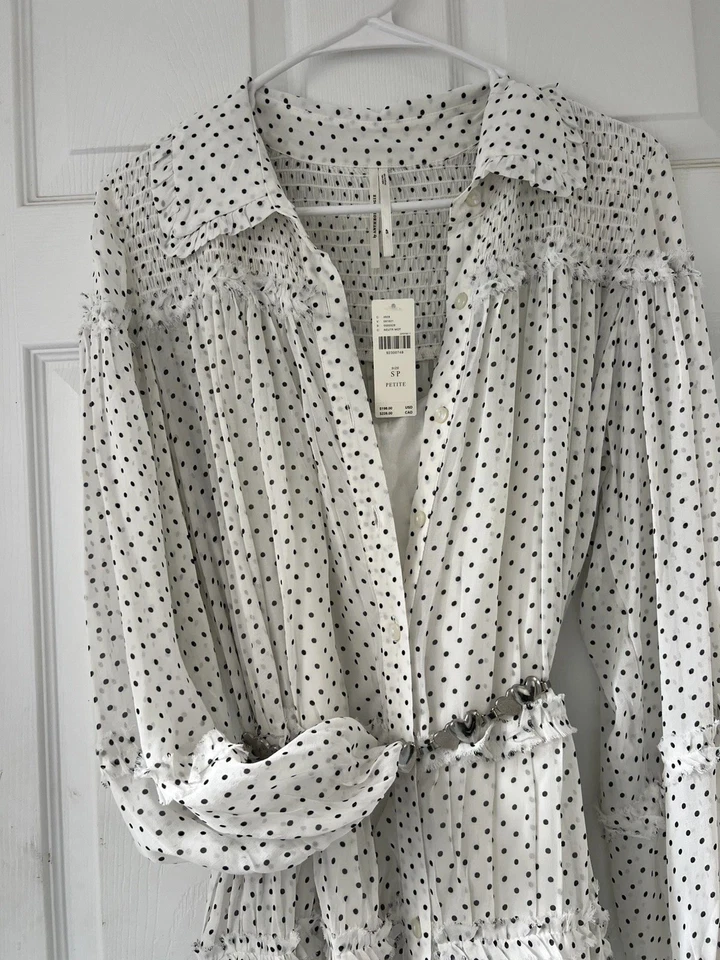 全新 Anthropologie 长袖缩褶分层长裙 尺寸 S nwt — 第 3/4 张图片