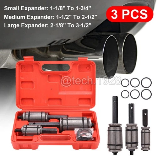 3PCS Muffler Exhaust Expander Tail Pipe Set Pipe Dent Remover Expander Tool Kit