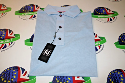 Footjoy EU Etched Texture Print Lisle Golf Polo Shirt Sky Blue Uk Size Medium