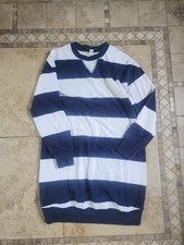 Women's Old Navy Striped Sweatshirt Dress S New Blue White