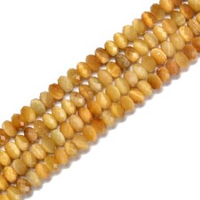 Golden Tiger Eye Faceted Rondelle Beads Size 4x6mm 15.5'' Strand 4x6mm 