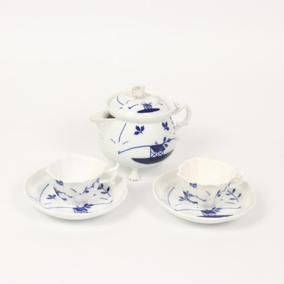 Meissen Tête-à-Tête Service Knaufzeit um 1880 Tischchenmuster Blau Weiß 1/2 Wahl