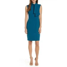 Harper Rose Teal Sleeveless Tie Neck Sheath Mini Dress 12 NWOT MSRP $138