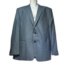 lauren ralph lauren blue windowpane silk wool blazer Size 46R