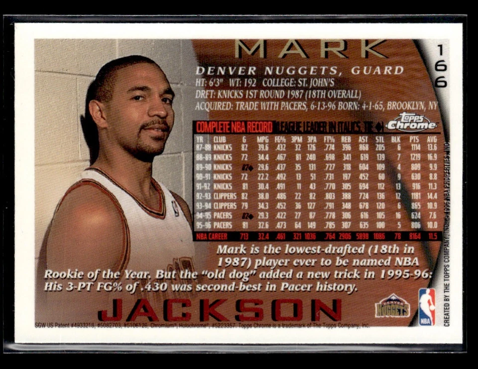 1996-97 Topps Chrome Mark Jackson #166 - Image 2 of 2