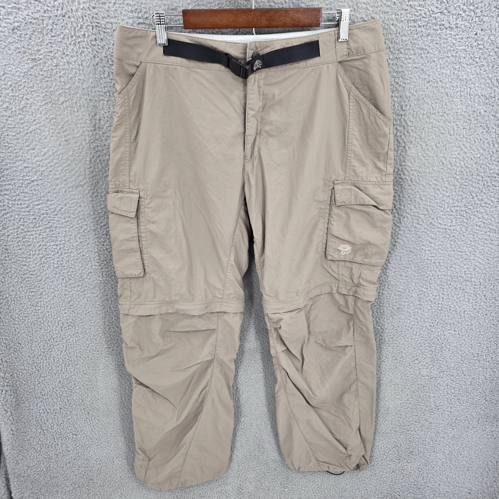 Mountain Hardware Pants Mens Large Beige Convertible Hiking Belted Cargo