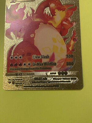 Charizard Vmax 330hp claw slash 100, G-Max Wildfire 300 gold pokemon card  orange