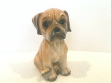 Vintage Puppy Boxer Figurine Brown Measures 4.5" Ceramic Porcelain No chips