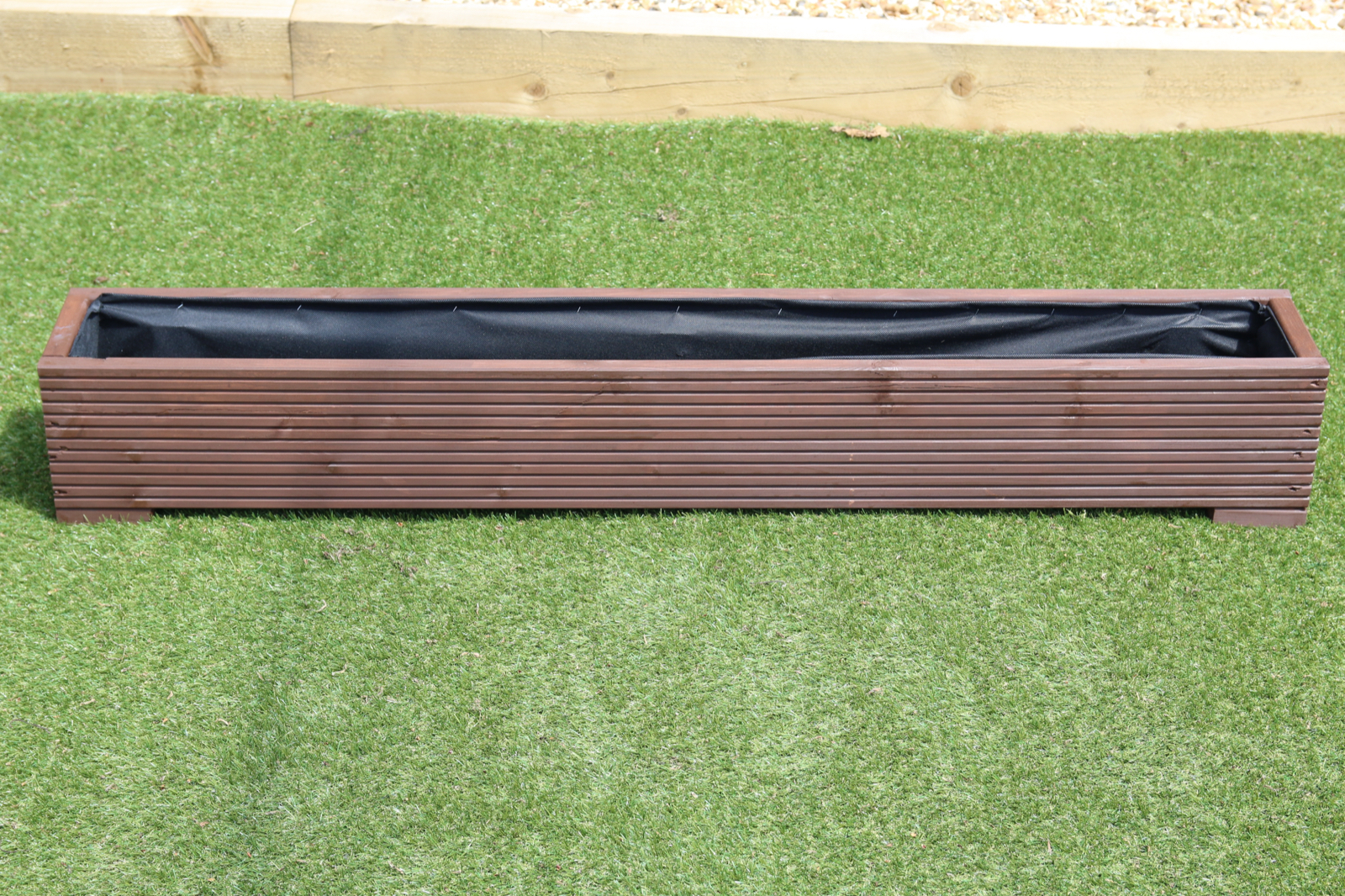 Brown Large 6ft long Wooden Garden Planter Trough Flower Bed / Pots 180x22x23 cm Nowa cena
