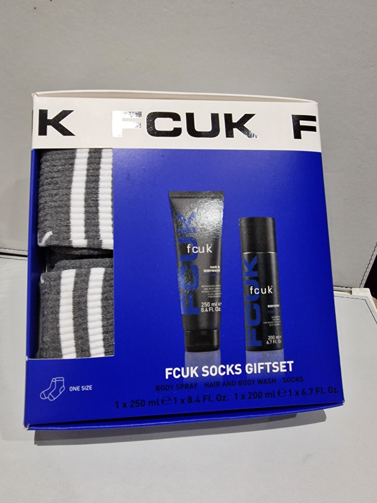 FCUK Urban Body spray 200ML+Hair & Body Wash 250ML+Socks (3Pcs Gift Set