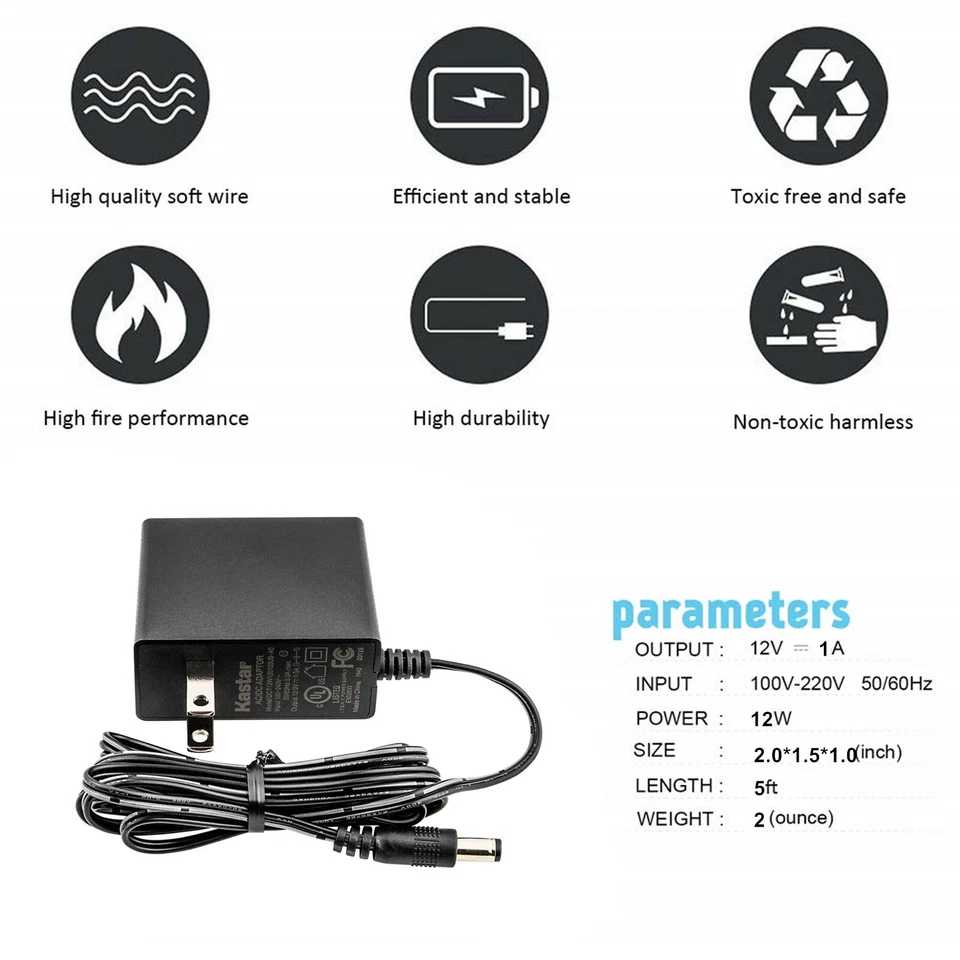 Kastar 2Pcs DC 12V 1A Power Supply Charger Adaptor for LED Strip Security Camera - Image 4 of 4