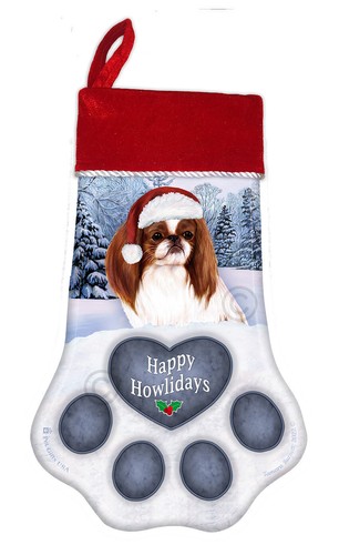 Christmas Stocking - Red and White Japanese Chin