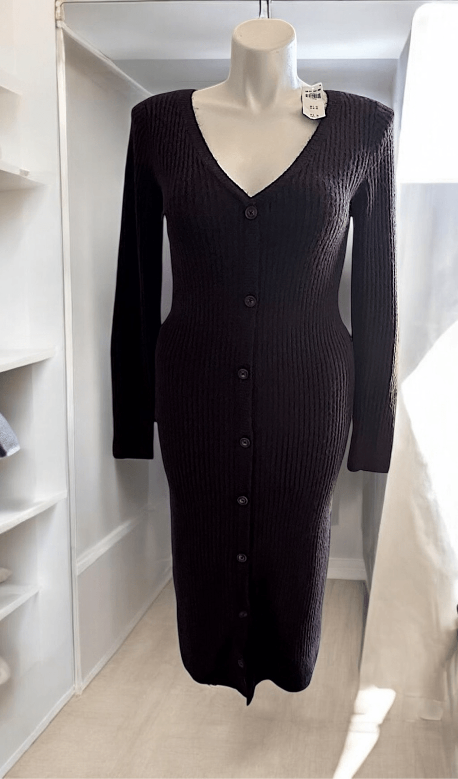 Abercrombie & Fitch Button Front Maxi Ribbed Sweater Dress in Brown - Size XL  *