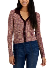 MSRP $39 Hooked Up by Iot Juniors' Space-Dyed Sweater Plum Brown Size Large