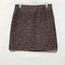 Ann Taylor Loft Skirt Multi Color Lined Tweed Mini Skirt Side Zip Size 4