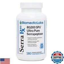 Serra-RX 80,000 SU Serrapeptase - Acid-Resstant Proteolytic Systemic Enzyme, 